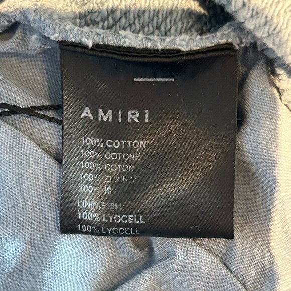 Amiri Faded Blue & White Filigree Logo Shorts - Picture 3 of 3